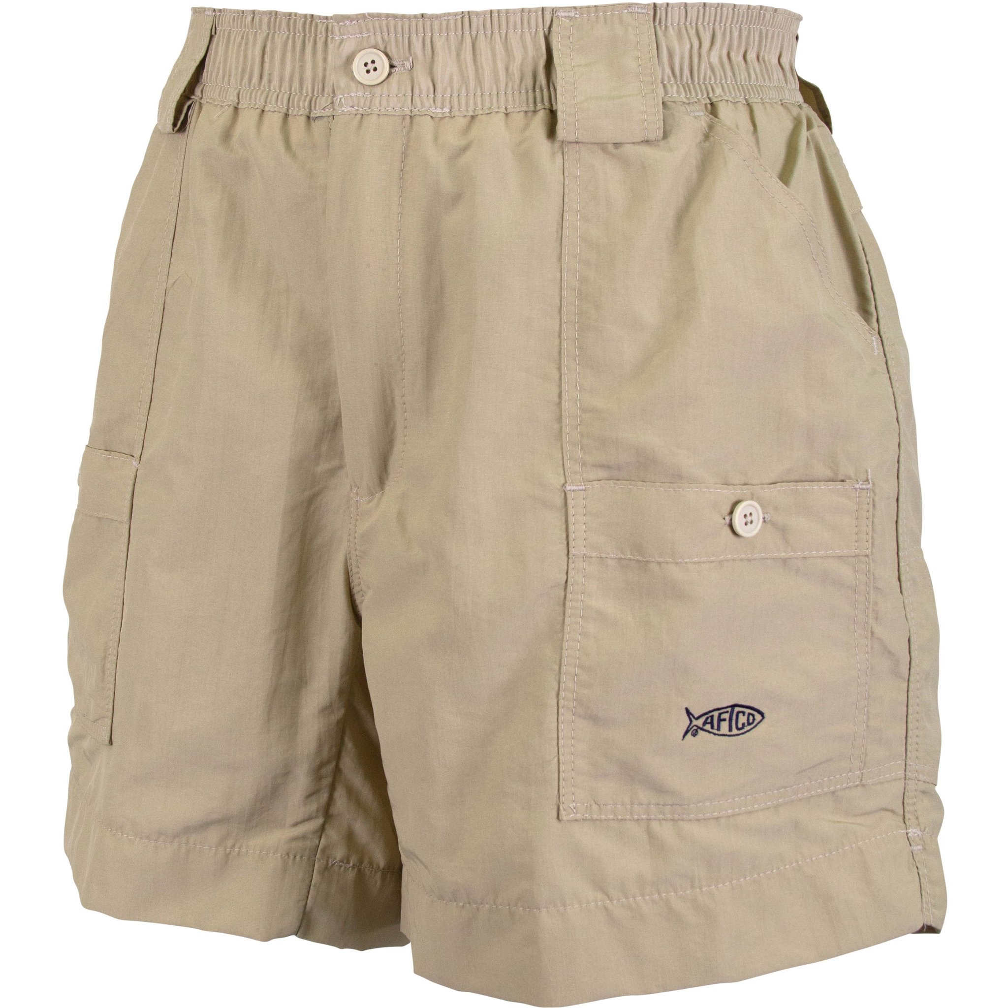 Men AFTCO Original Fishing Shorts Mo1 Navy 7 Pockets Elastic Waist