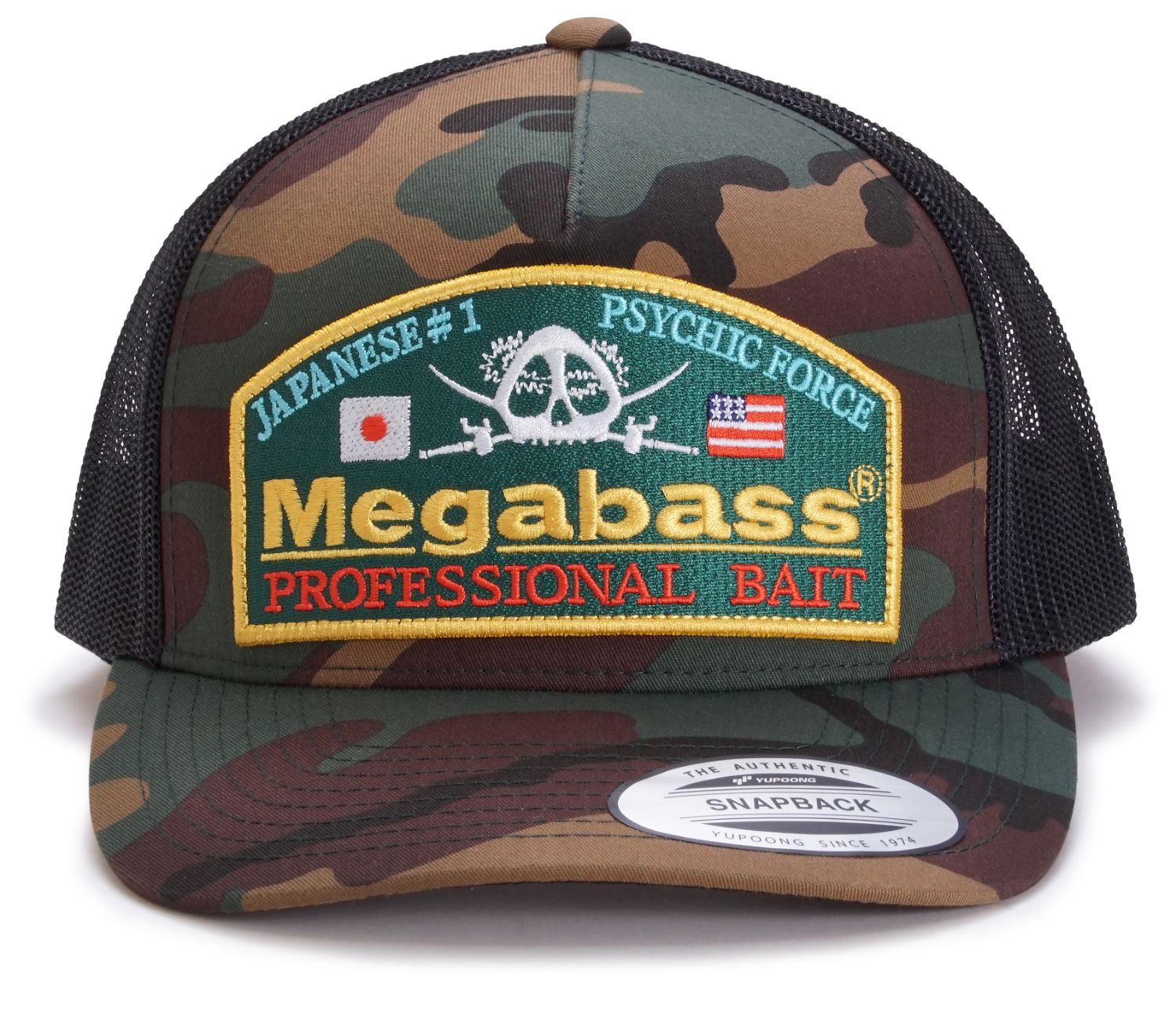Megabass Psychic Camo Snapback Hat 5-Panel Japanese Bass Lure Brand Fishing  Hat