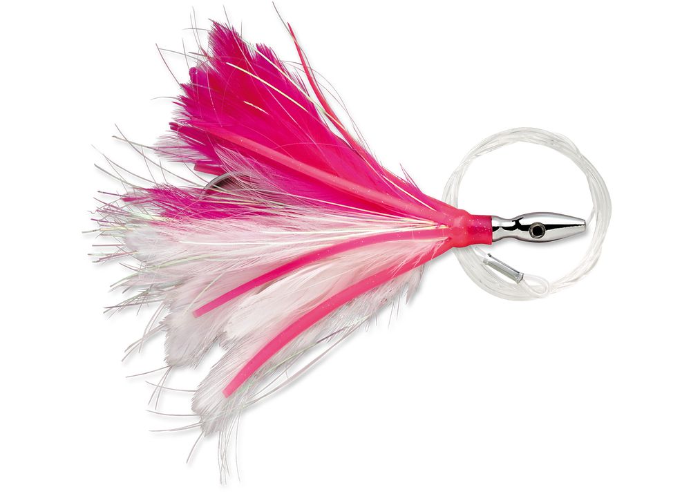 Williamson FFR04PW Flash Feather Rigged Trolling Lure 4" Pink And White